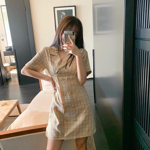 Đầm cổ vest- hàng Quảng Châu