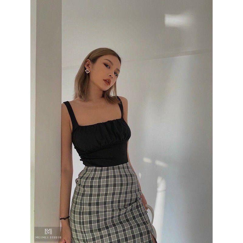 Áo 3 lỗ croptop rúm xinh nhiều màu