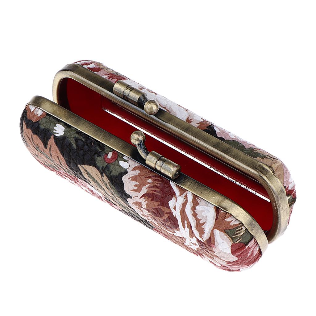 Makeup Holder Lipstick Case PU Leather Lip Balm Storage Box with Mirror for Purse Handbag Travel