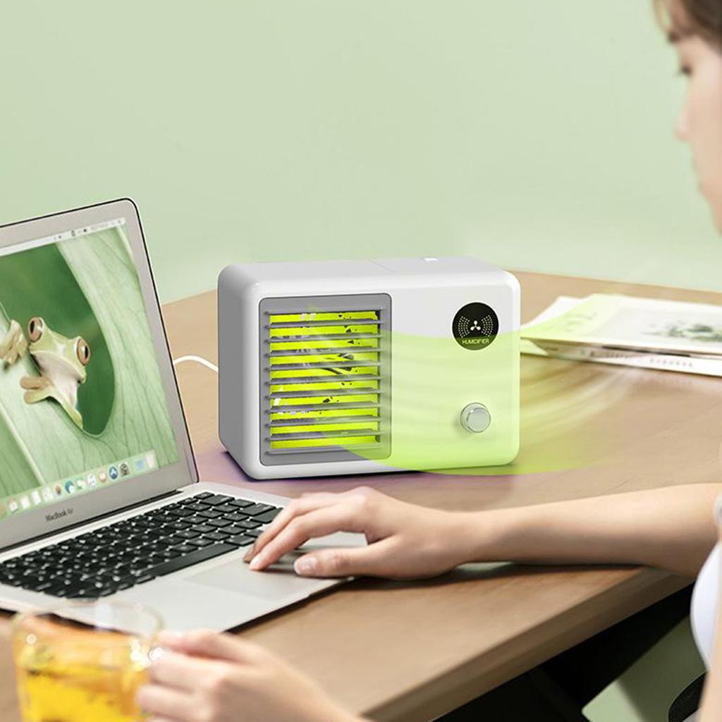 Personal Air Cooler, 3-in-1 Silent Retro Portable Mini Air Conditioner, 400ml Evaporative Air Cooler Humidifier Purifier with 7 Colors LED
