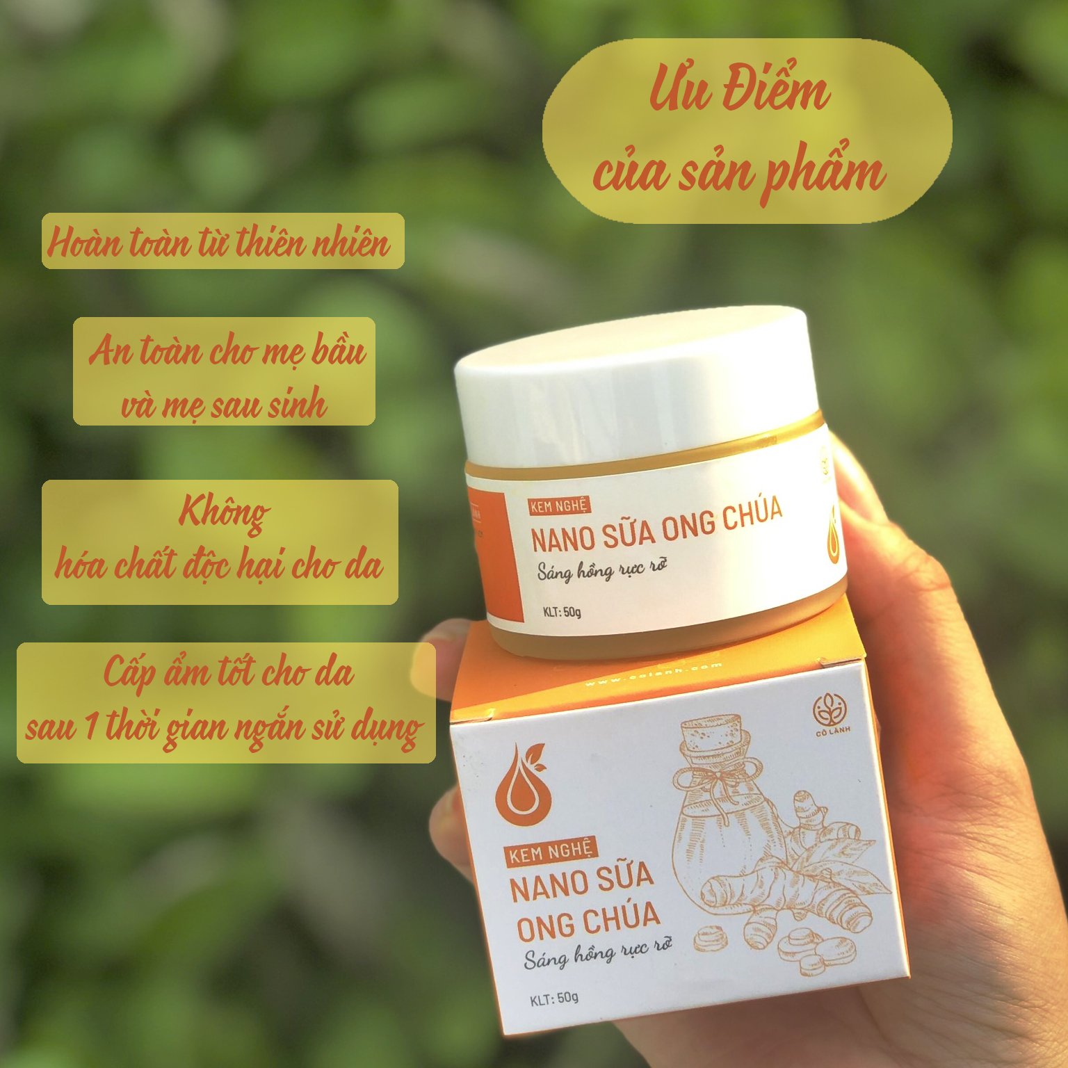 Kem nghệ sữa ong chúa Cỏ Lành 50g 