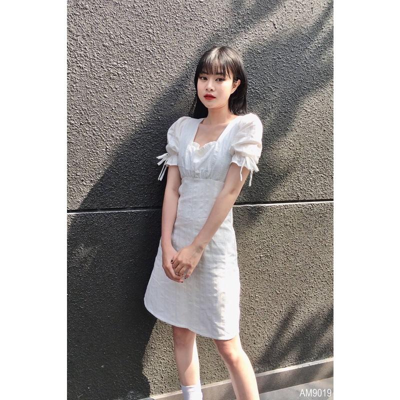 Đầm cổ vuông Nữ vải xô Ovanmade AM9019