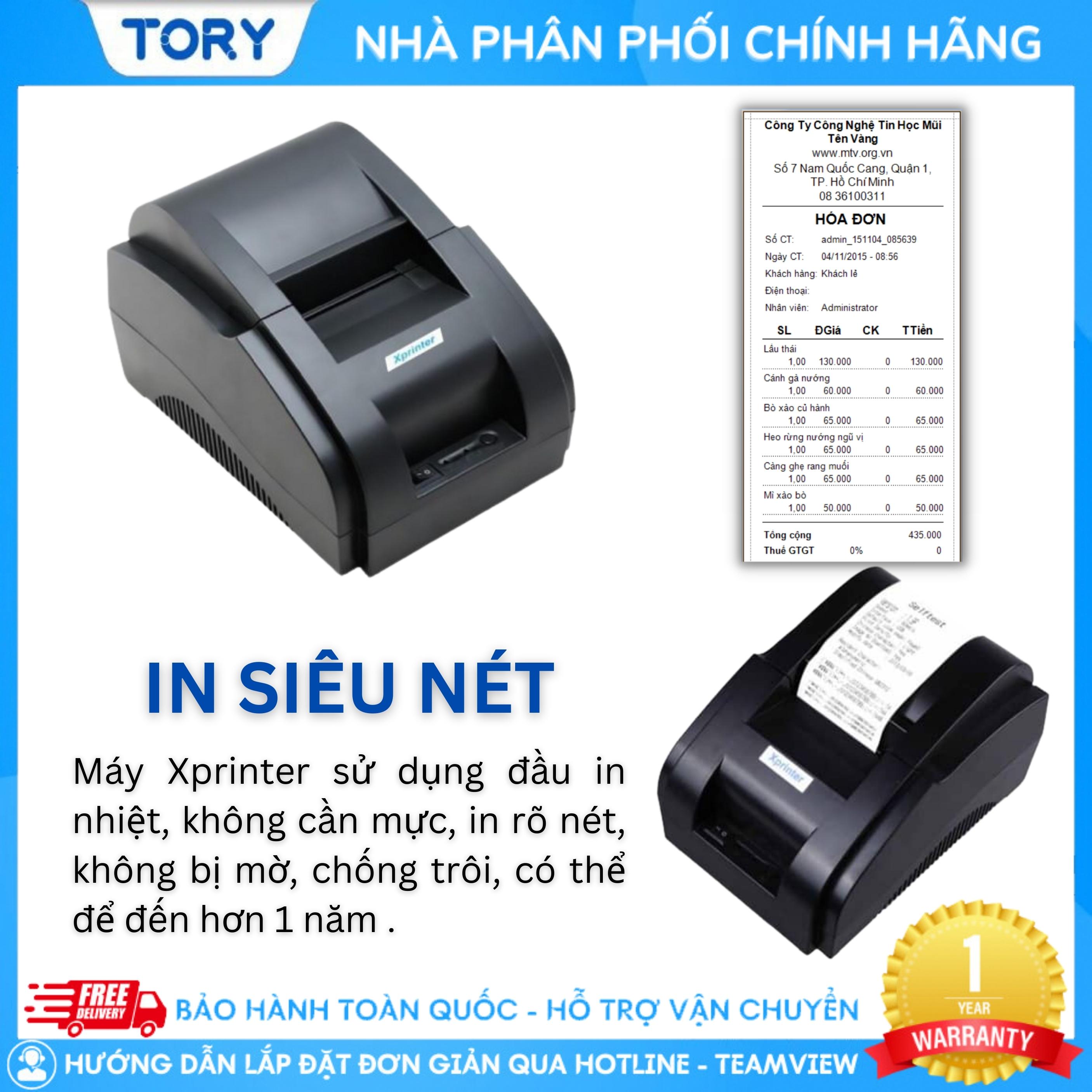 Máy in hoá đơn, in bill Xprinter XP58iiL khổ giấy 58mm kết nối USB, giá siêu rẻ [HÀNG CHÍNH HÃNG]