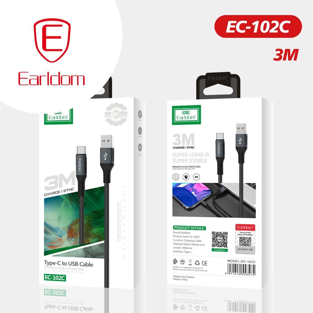 Cáp sạc bọc dù Earldom EC – 102 hỗ trợ sạc nhanh 2.5A - Hàng chính hãng