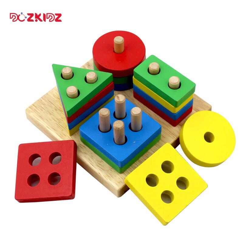 SET 9 MÓN - đồ chơi cảm quan, âm nhạc , vận động tinh bằng gỗ cho bé 0-2 tuổi - DOZKIDZ