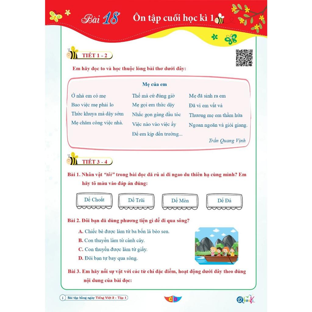 Bài Tập Hằng Ngày Tiếng Việt Lớp 2 - Cánh Diều - Tập 1 (1 cuốn)