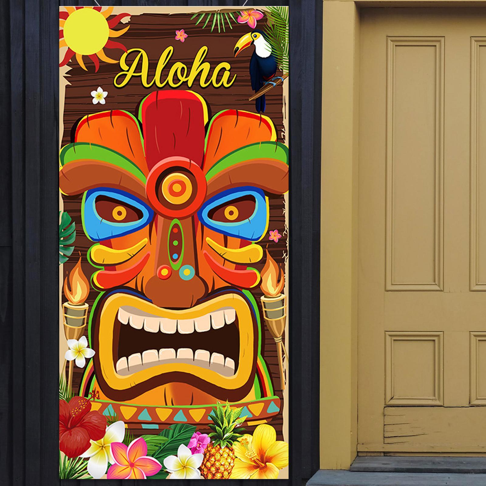 Aloha Party Backdrop Luau Party Decoration Carnival Reusable Background Door Porch Signs Summer Aloha Party Banner for Tropical Beach