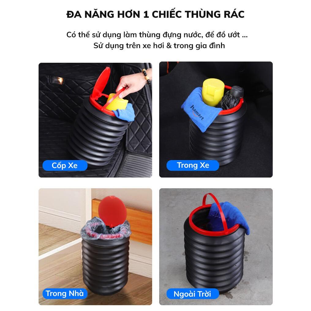 (BẢN CÓ NẮP) Thùng Rác Co Giãn Mini Để Trên Ô Tô – Dung Tích 4L