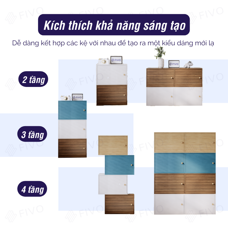 Tủ Kệ Sách Đa Năng FIVO FB04, Thiết Kế Chắc Chắn, Phù Hợp Mọi Không Gian, Dễ Dàng Lắp Ráp - Có Cửa