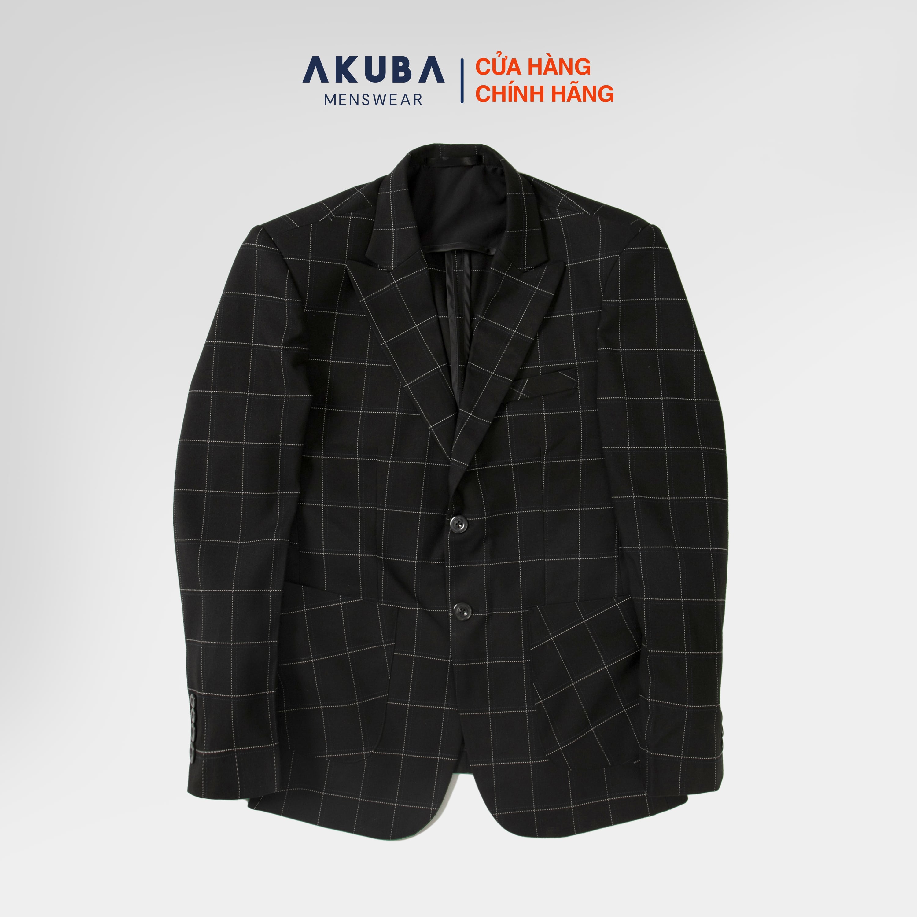 Áo khoác Blazer nam công sở sang trọng AKUBA họa tiết kẻ sọc, vải flannel mềm mại, mặc thoải mái 01K3004