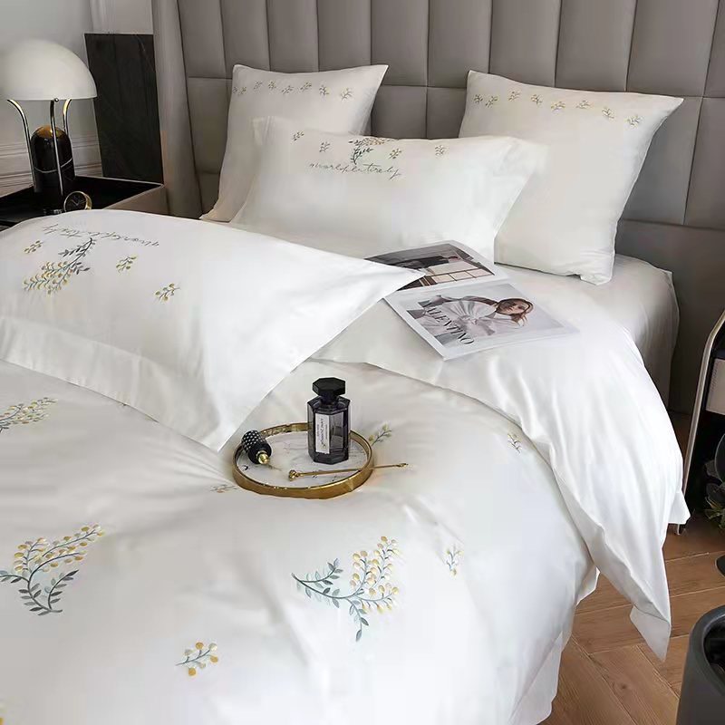 Drap Giường Lụa 80s Bộ Chăn Ga Gối Đệm 5 Món Chăn Chần Bông Lụa Nhà Hin Home Bedding