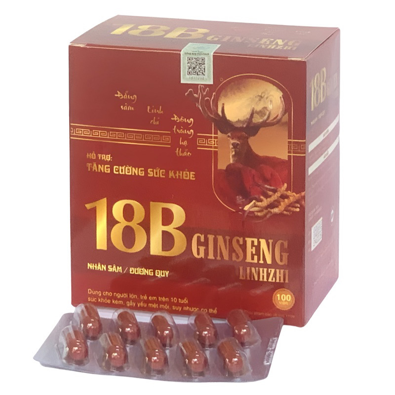 ￼Viên uống 18B - Gingseng - Lingzhi, Vinaphar, hộp 100 viên, tăng cường sức khoẻ