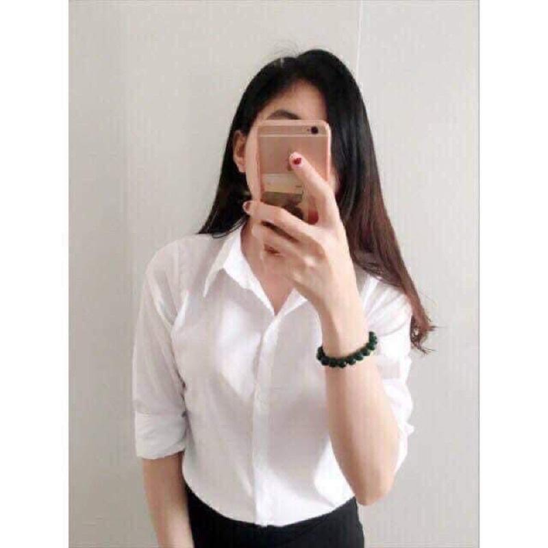 Áo sơ mi nữ dài tay màu trắng cao cấp