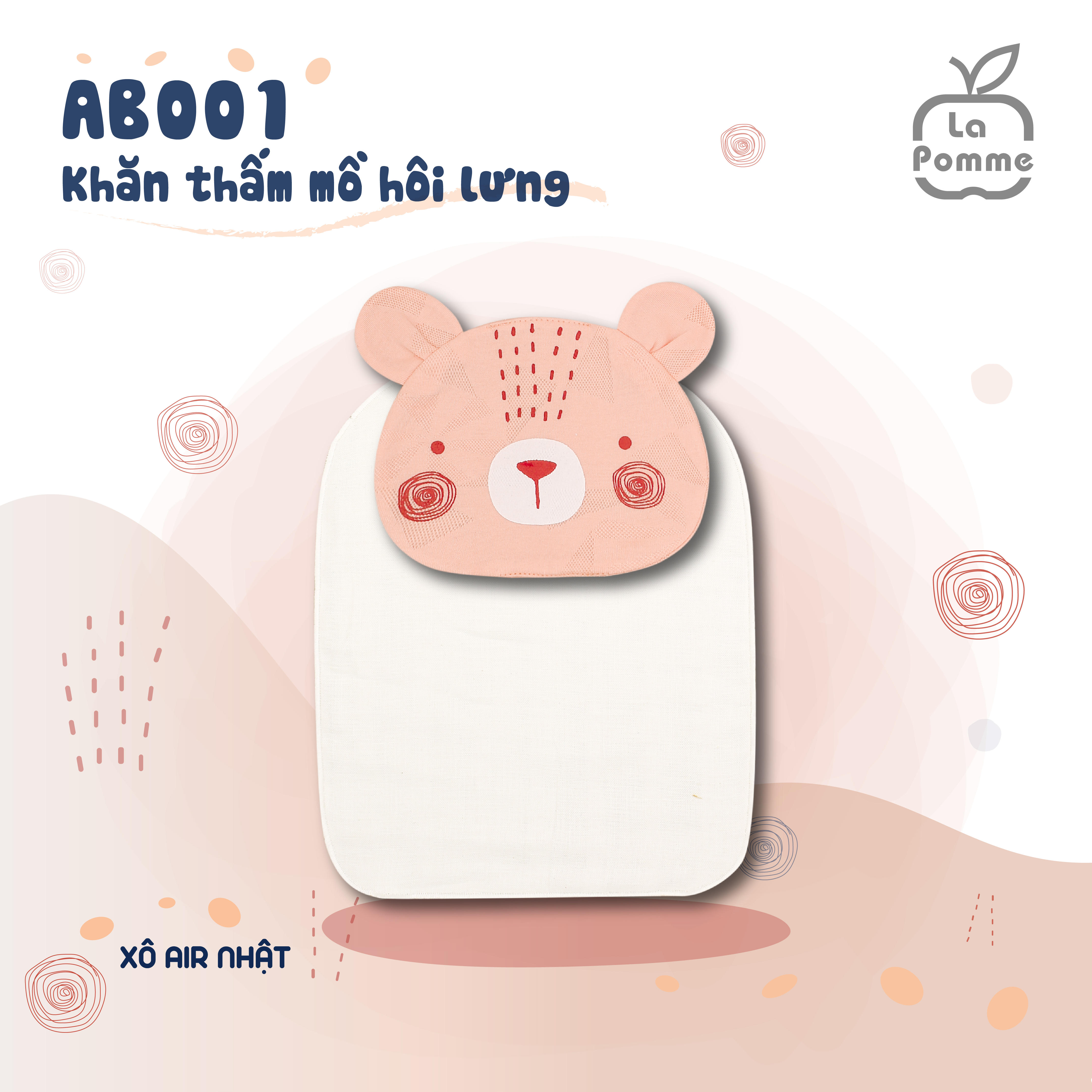 AB001 Khăn thấm mồ hôi lưng La Pomme Xô Air - Freesize Đỏ Hồng