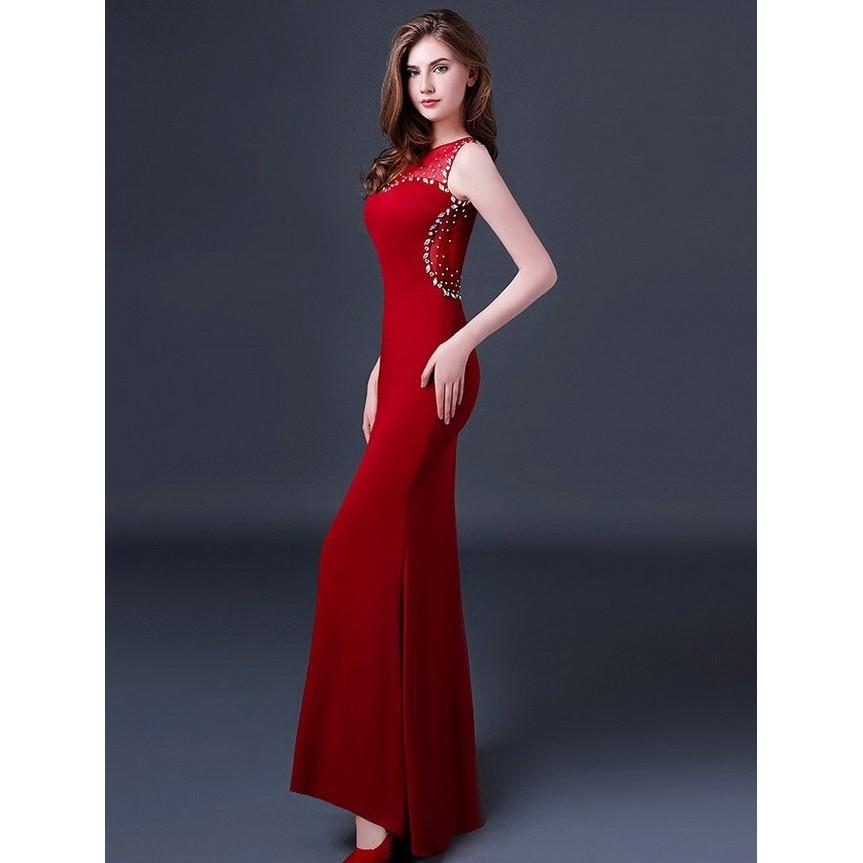 Đầm váy dạ hội cúp ngực phối lưới đính cườm 2280 (có kèm hình chụp thật