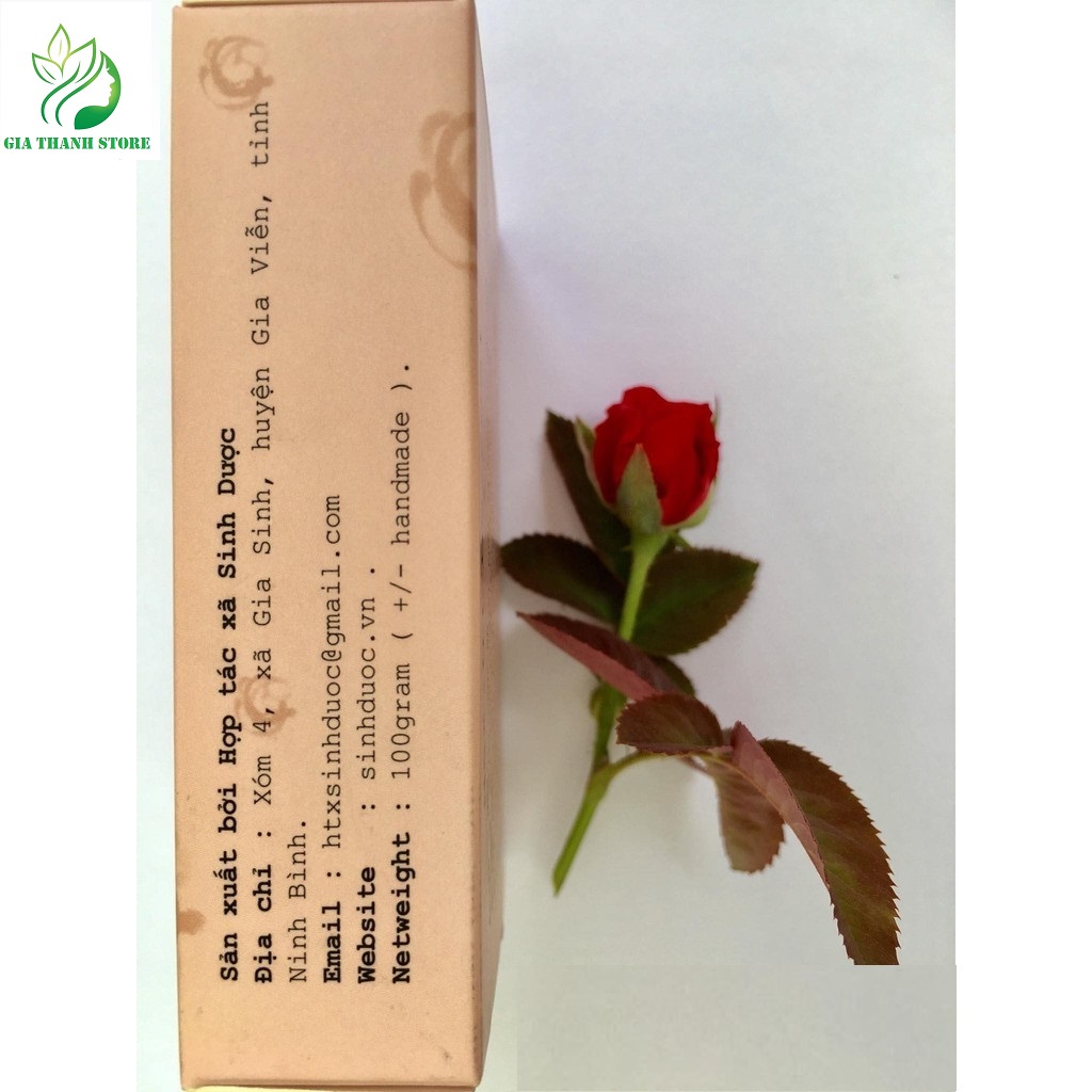 Xà bông thiên nhiên Sinh Dược Hoa Hồng [Bản Giới Hạn] Rose Handmade Soap 100gram làm sạch sâu,ngừa mụn, dưỡng da, sáng da, se khít lỗ chân lông