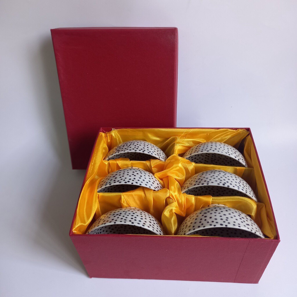Bộ 10 bát cơm họa tiết chấm bi cao cấp - Sản phẩm vẽ tay thủ công và nung ở nhiệt độ cao - gốm sứ cao cấp