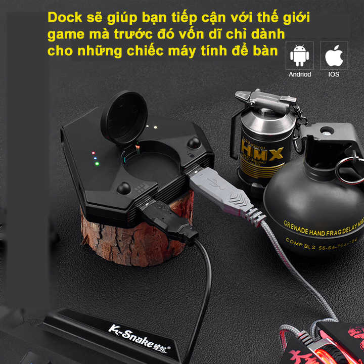 Bộ bàn phím K-Snake G92 kèm hub chuyển đổi và chuột chơi game PUBG, ROS, Free Fire, COD, FPS