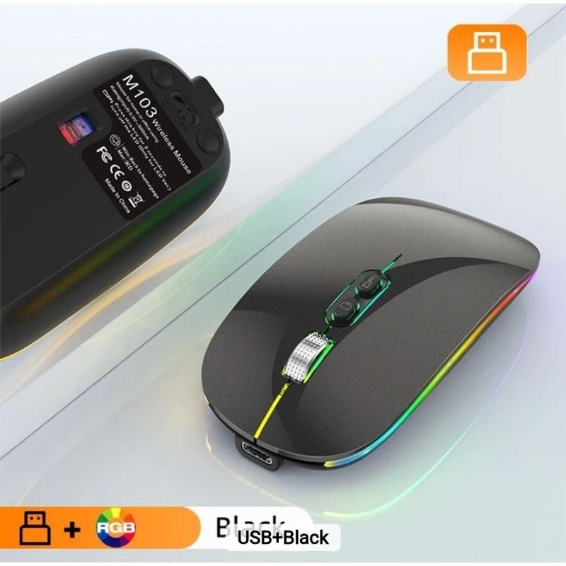 Chuột bluetooth không dây cao cấp TEKKIN M103 sạc Type C - hàng nhập khẩu - Xám/USB+Bluetooth