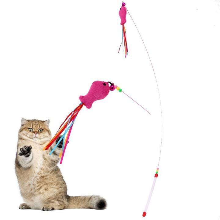 Cần câu đồ chơi mèo dây thép - que trêu mèo - đồ chơi cho mèo
