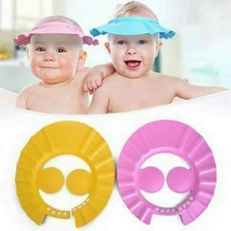 Mũ gội đầu tắm cho bé có bịt tai, điều chỉnh rộng chật
