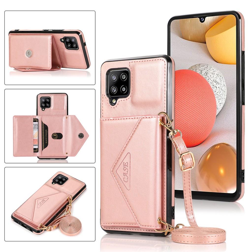 Bao da điện thoại hai lớp đựng thẻ cho Samsung Galaxy S21 Ultra S21 Plus S21+ A02 A12 A32 A42 A52 A72 5G