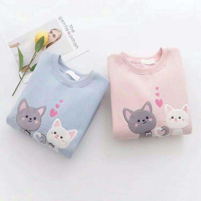 ÁO THUN HỌA TIẾT MÈO DỄ THƯƠNG UZZLANG CHẤT ÁO DÀY DẶN