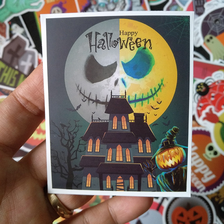 Bộ Sticker dán cao cấp chủ đề HALLOWEEN - Dùng dán Xe, dán mũ bảo hiểm, dán Laptop