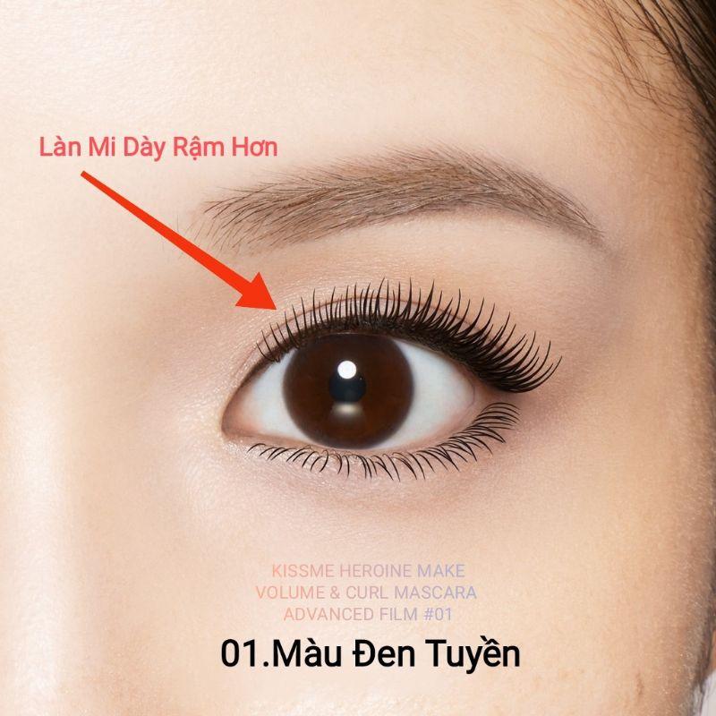 Mascara Dạng Màng Flim Không Lem Trôi ,Giữ Nếp Cong Và Làm Dày Rậm Mi Kissme Heroine Make  (6G)