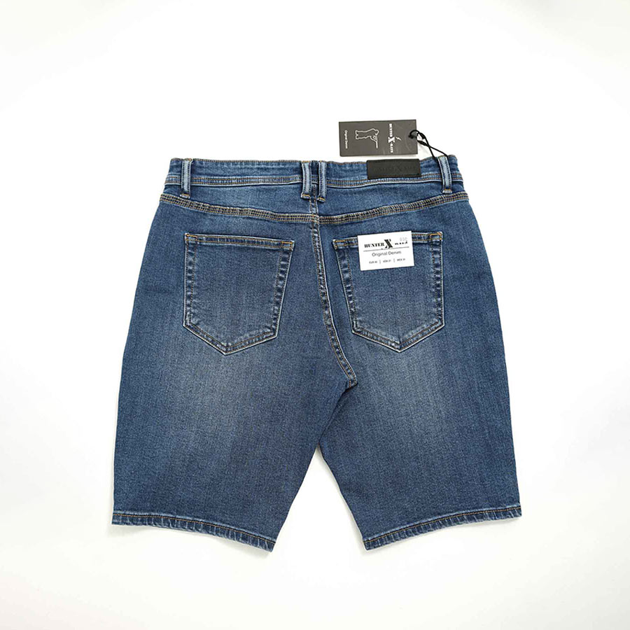 Quần Short Jeans Nam Cao Cấp HUNTER X-RAYS Form Slimfit Màu Xanh Biển S30