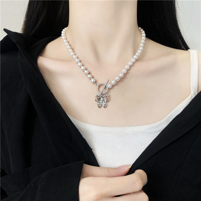 Vòng cổ dây chuyền ngọc trai zircon cánh bướm đính đá