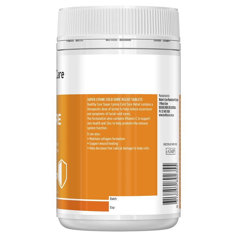 Healthy Care Super Lysine Cold Sore Relief 1000mg 100 Tablets