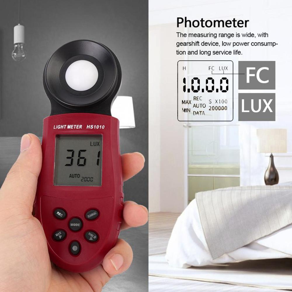 Digital Illuminance Light Meter Auto Range LCD Photometer 200,000 Lux Portable Handheld Luxmeter Light Intensity Tester for Industrial Lab Plants