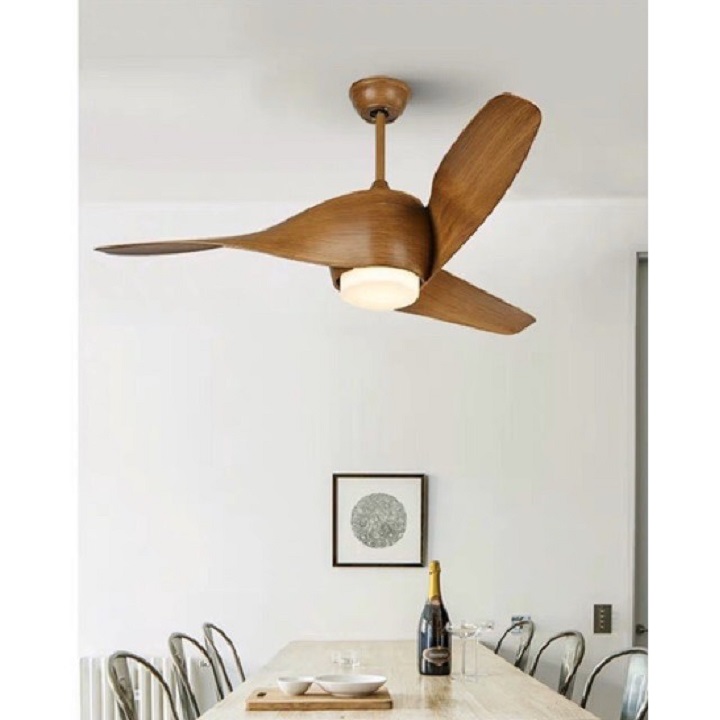 Quạt trần đèn cánh gỗ, trang trí decor độc đáo sang trọng có điều khiển