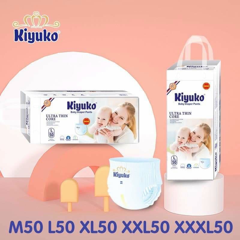 Tã bỉm dán/ tã bỉm quần cao cấp Kiyuko 50 miếng đủ size cho bé