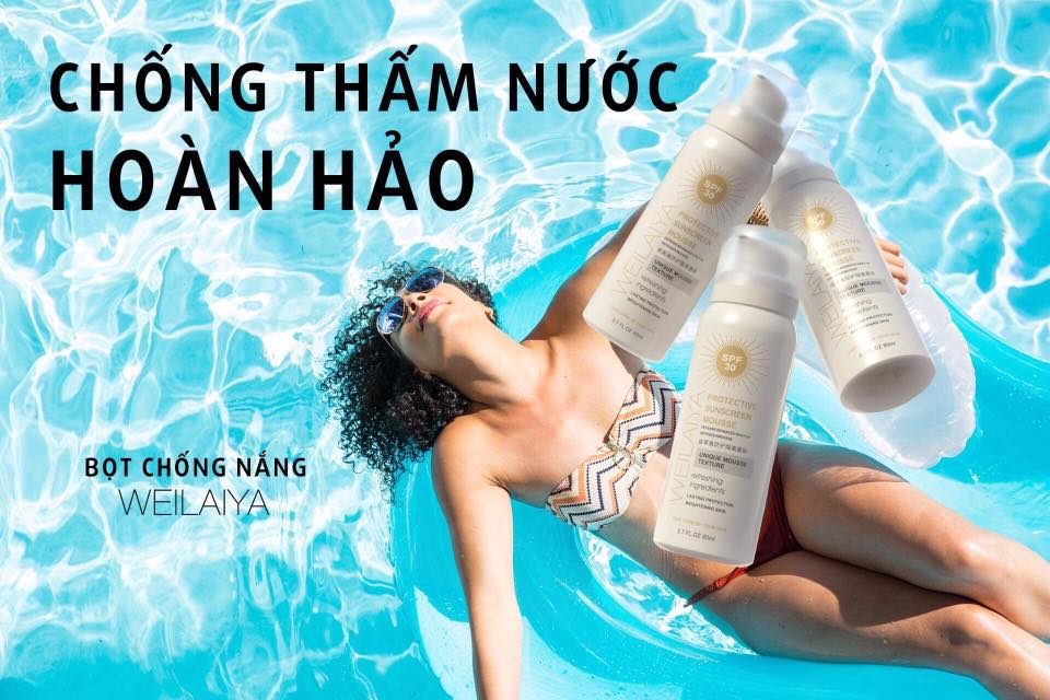 Bọt c.hống nắng Weilaiya Protective Sunscreen Mousse Spf 30+ giúp bảo vệ khỏi tia UV, trắng da 80ml