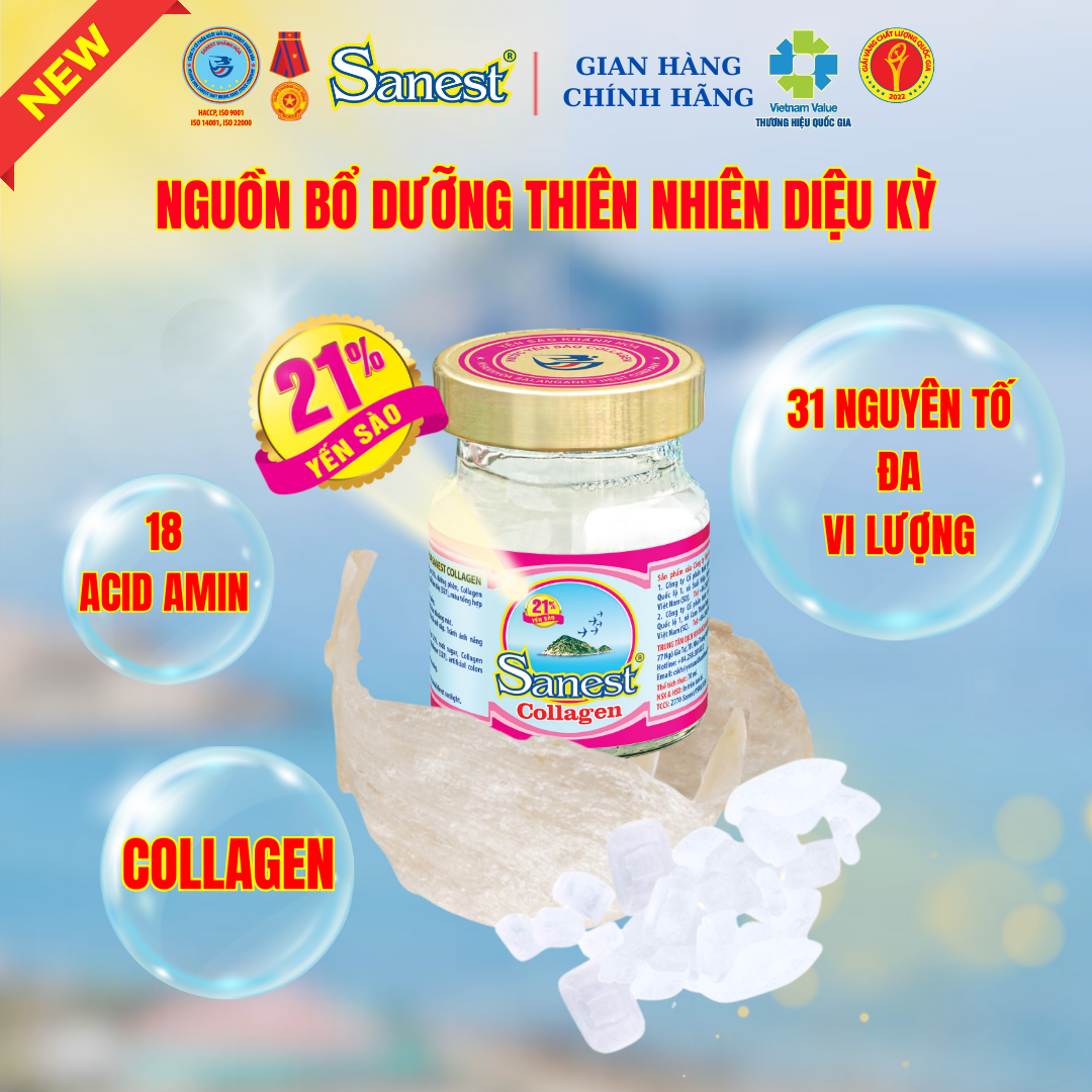 NEW [ Combo 30 lọ] Nước Yến sào Khánh Hòa Sanest 21% - Collagen