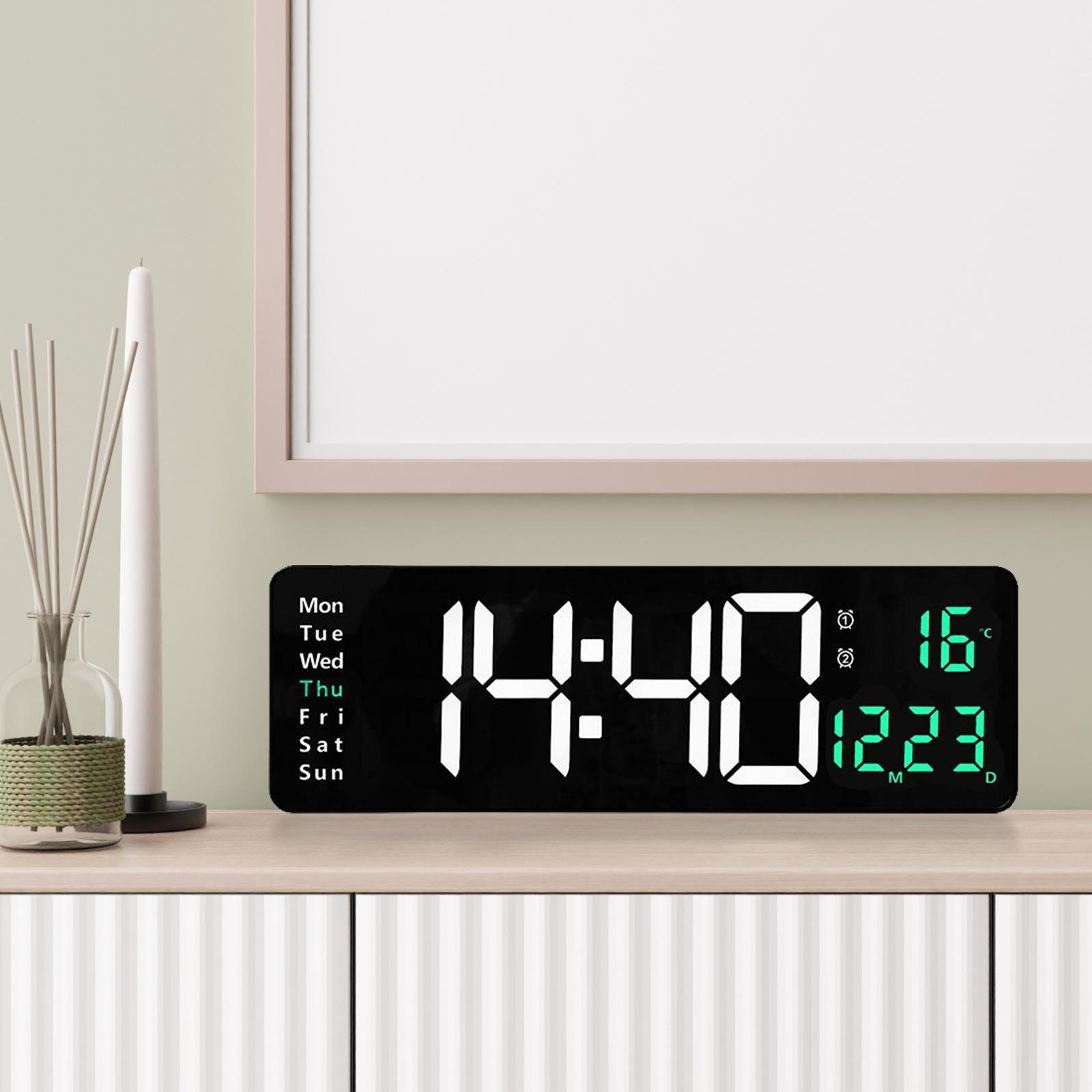 Digital Wall Clock, Date Temperature Week Display for Apartment Home Decor