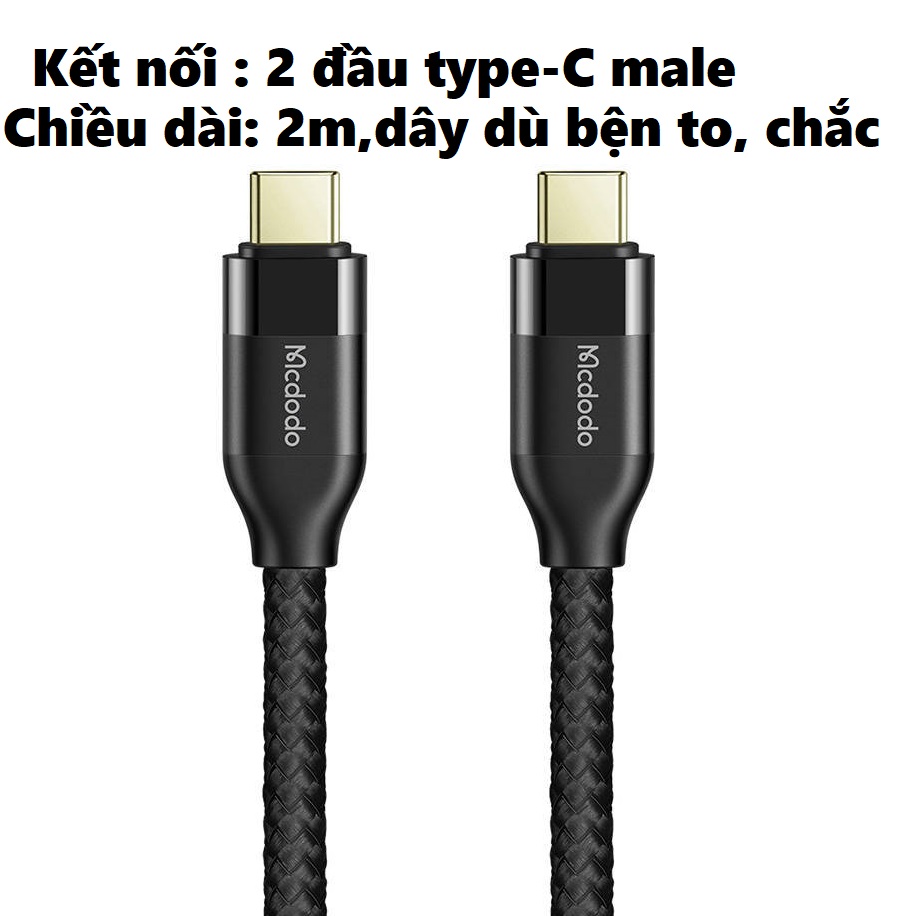 Cáp C to C USB3.1 Gen 2 sạc 100W truyền hình ảnh 4K Vention TAHHF/ mcdodo CA713 4K@30Hz  _ Hàng chính hãng