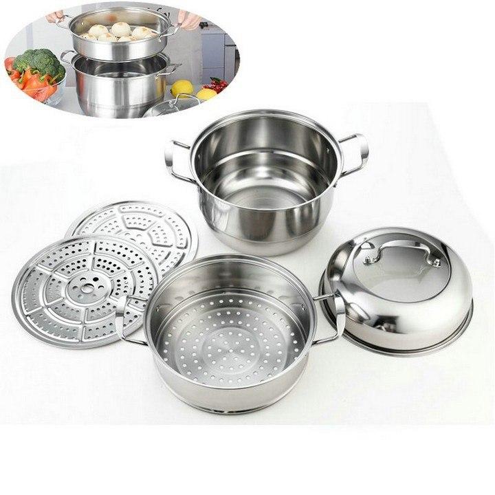 Nồi hấp Inox 3 tầng vung kín