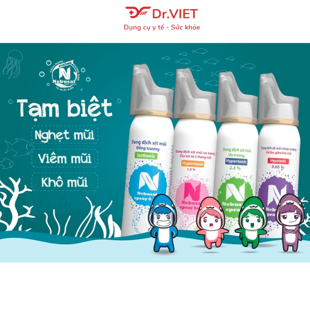 Dung dịch xịt mũi nhược trương Nebusal spray 0.65% Chính hãng - Giúp cấp ẩm, giảm khô mũi, phục hồi tổn thương mũi, phù hợp cho cả người lớn và trẻ nhỏ(50ml)