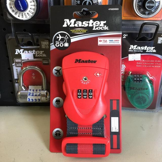 Dây Đai Vali Master Lock 4702 EURD RED Đầu khóa số có chứng nhận TSA - MSOFT
