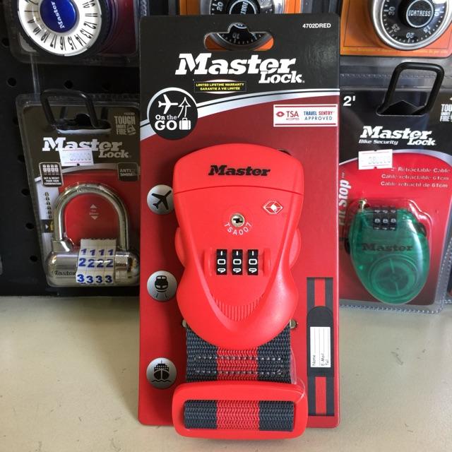 Dây Đai Vali Master Lock 4702 EURD RED Đầu khóa số có chứng nhận TSA - MSOFT