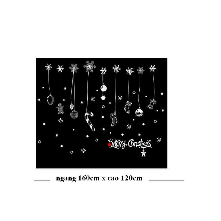 Decal trang trí noel rèm phụ kiện nhiều món mừng giáng sinh