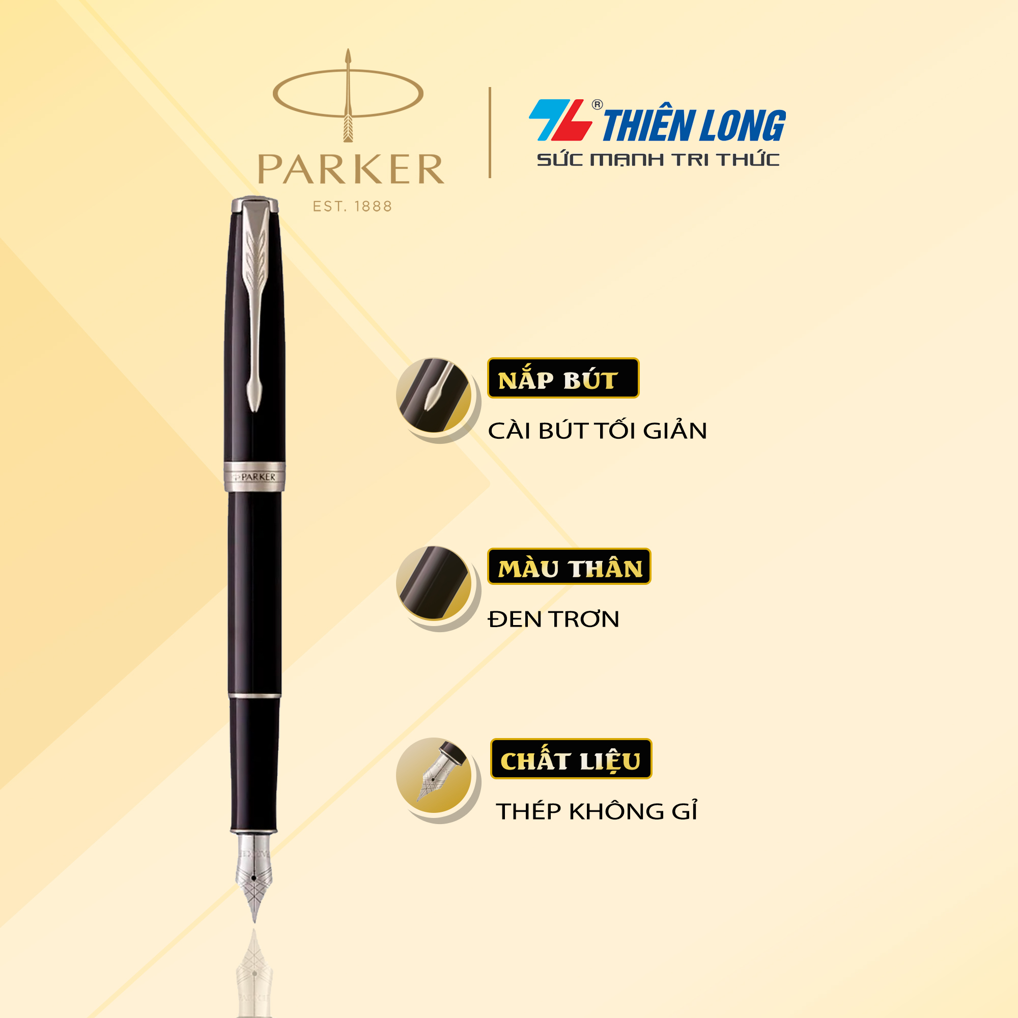 Bút máy cao cấp Parker Sonnet Black CT 18K TB-1950789