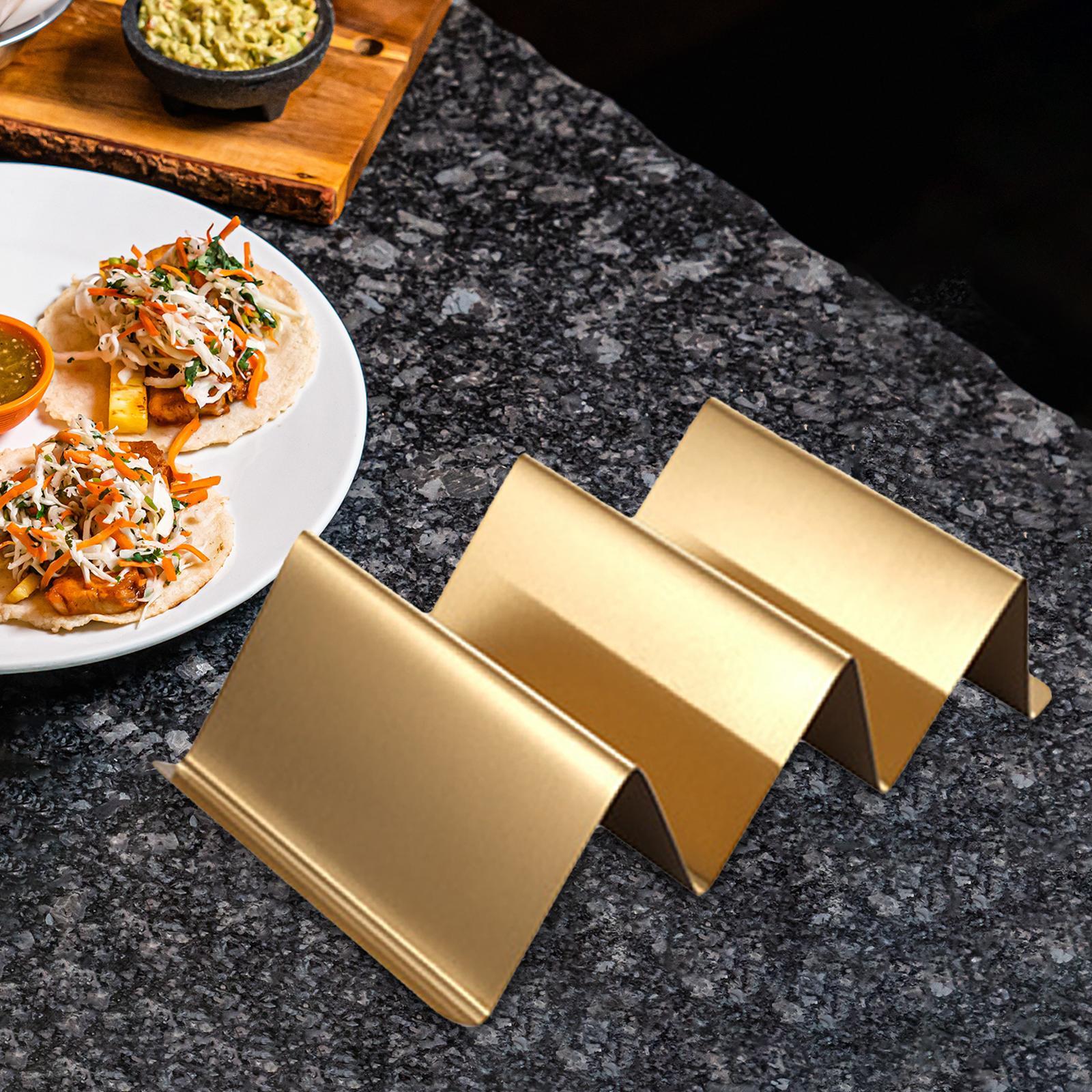 Taco Holder Stackable Stand Tortilla Burrito Tray Gold