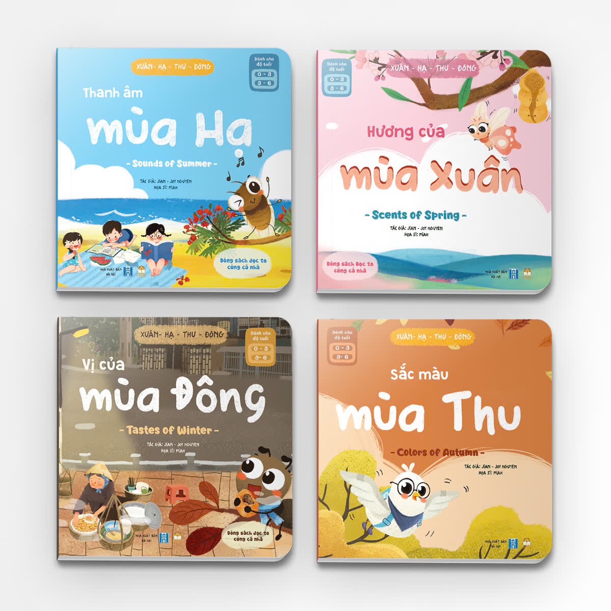 (Tái Bản 2024 Có Chỉnh Sửa) BỘ SÁCH XUÂN HẠ THU ĐÔNG - Bộ sách Việt cho em bé Việt: Hương của mùa xuân, Thanh âm mùa Hạ, Sắc màu mùa thu, Vị của mùa Đông - Jian - Lionbooks