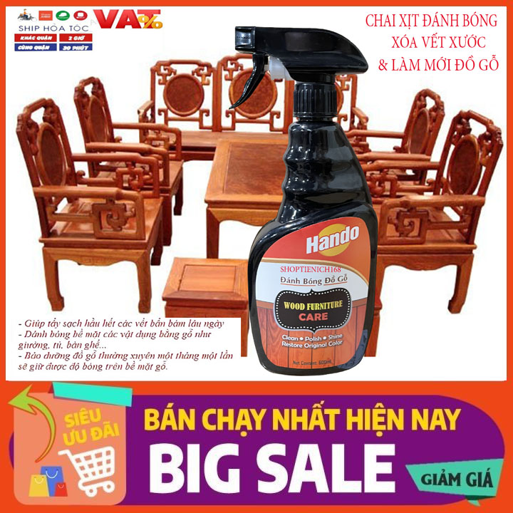 Chai xịt đánh bóng xóa vết xước và làm mới bảo dưỡng đồ gỗ Hando 600ml