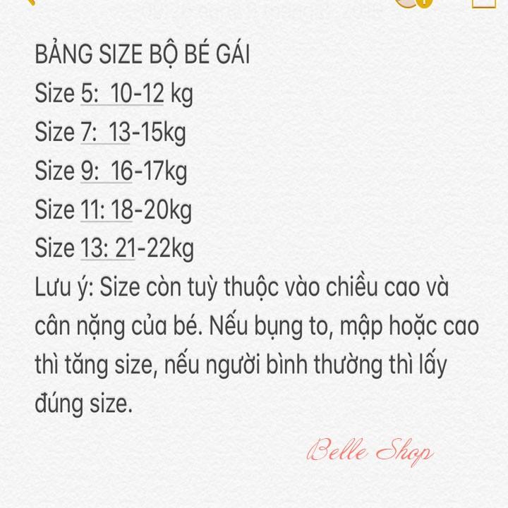 Bộ Bé Gái Tiểu Thư Trễ Vai Size 9-22 kg