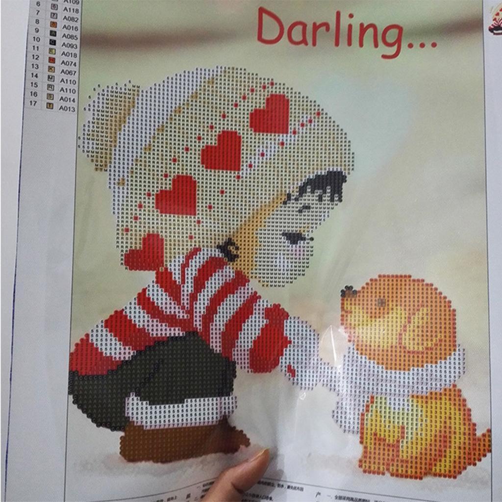 5D Diamond Painting Cross Stitch Embroidery kit Rhinestones Cartoon Boy and Dog Pictures for Living Room Wall Decor